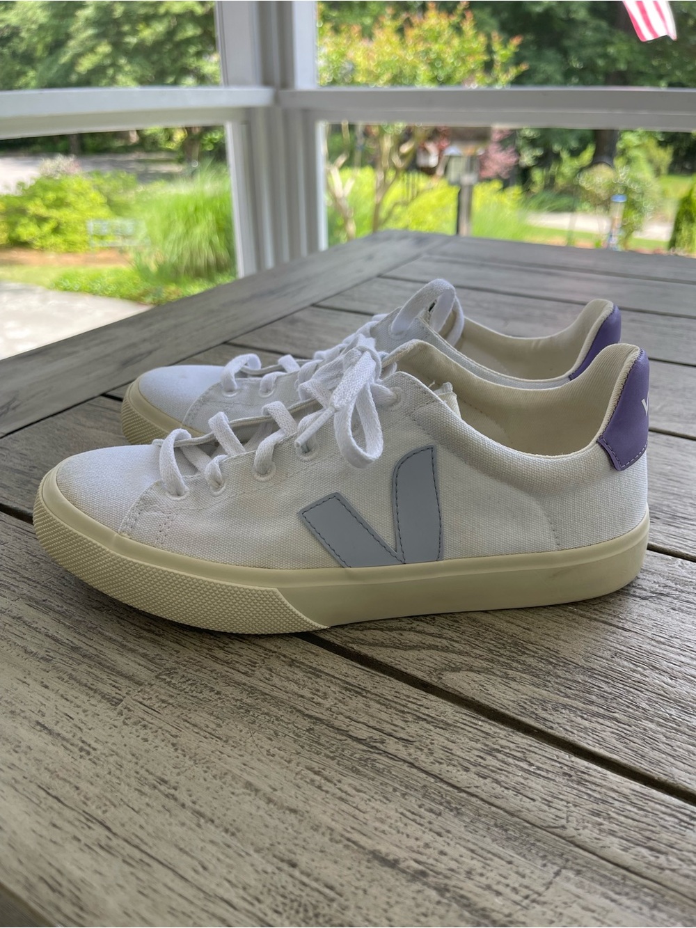 Veja Esplar Campo Canvas Casual White Swan & Lavender Sneakers Womens Size 8